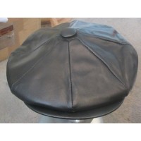 Dobbs  Black  Lambskin Leather 8 Panel Applejack  Medium Made in USA  eb-71951796